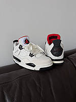 Кроссовки AIR JORDAN 4 FLIGHT CLUB белые и черные из кожи и замши производство Вьетнам