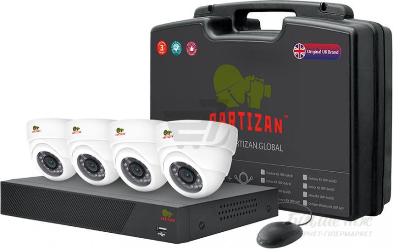 Комплект для внутреннего видеонаблюдения Partizan Indoor Kit 1MP 4xAHD - фото 1 - id-p522358205