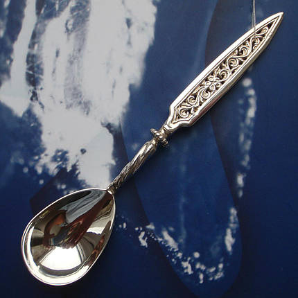 Срібна чайна подарункова ложка з орнаментом, фото 2