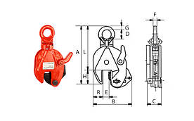 Захоплення вертикального підіймання Takelag типу QCA до 3 тонн