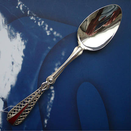 Срібна десертна подарункова ложка з емаллю, фото 2