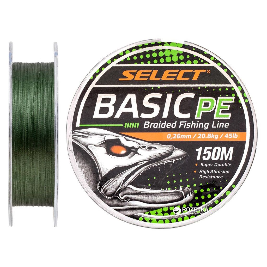 Шнур Select Basic PE 150m Dark Green 0.26mm 45lb/20.8kg (1870.18.74) (d59454), фото 1