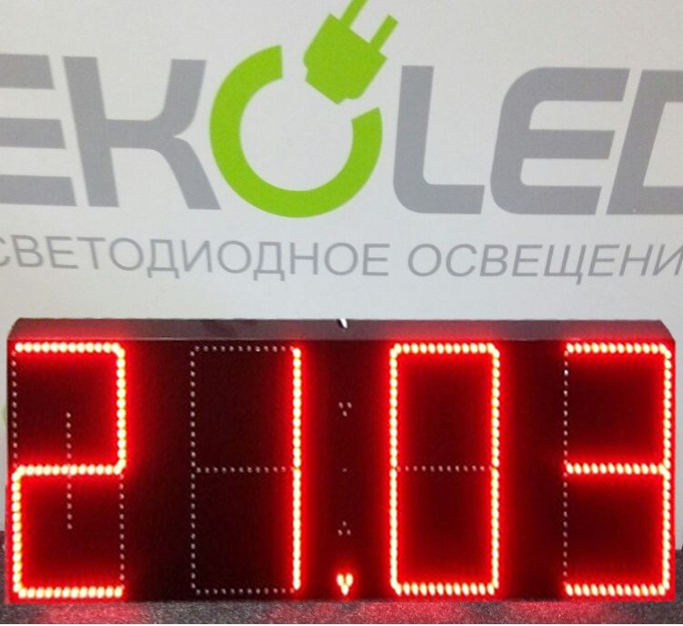 Світлодіодний вуличний годинник (дата час температура)  900*300 мм червона індикація