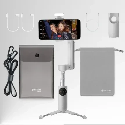 Тримач камери STABILIZATOR GIMBAL INSTA360 FLOW STANDALONE AI 3-OSOIOWY CREATOR KIT Gray (STONE GRAY), фото 1