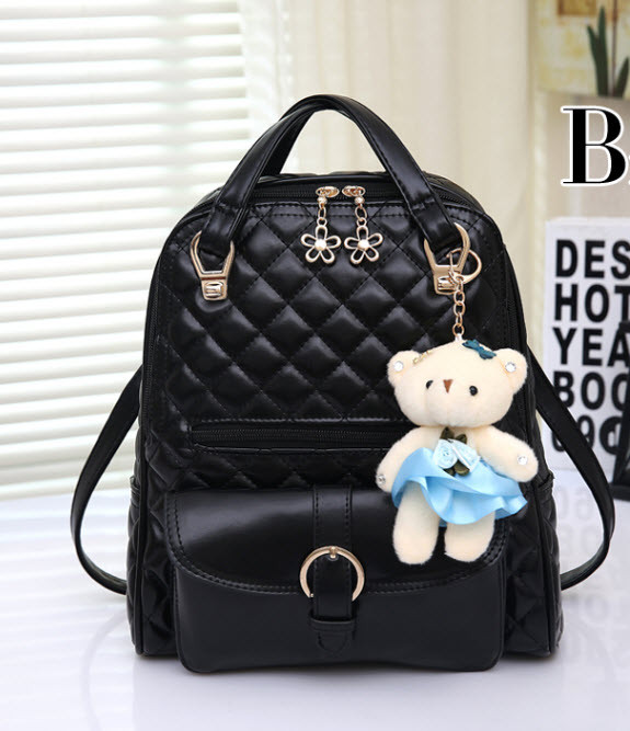 Стильний рюкзак з брелком Ведмедик для школи