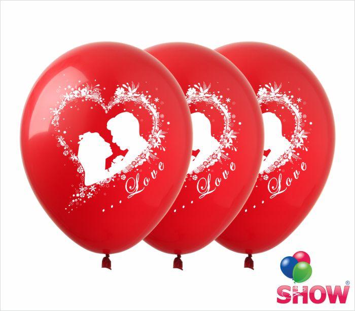 Воздушные шары "Влюблённые" 12"(30 см) Красный пастель. В упак: 100 шт. ТМ Арт SHOW. - фото 1 - id-p522498004