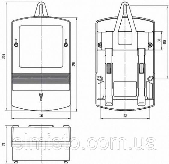 Габаритные и установочные размеры счетчика однофазного НИК 2102 02 М1 Габаритные и установочные размеры счетчика однофазного НИК 2102 02 М1