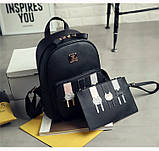 Рюкзак жіночий Коти з клатчем косметичкою (чорний), фото 6