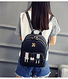 Рюкзак жіночий Коти з клатчем косметичкою (чорний), фото 9