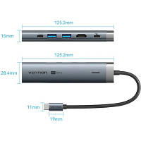 Док-станція USB3.2 Type-C --> HDMI/USB 3.0x2/RJ45/PD 100W Hub 6-in-1 Vention brooklyn