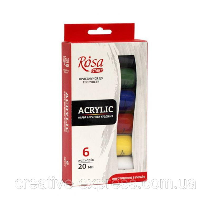 Набір акрилових фарб, ROSA START, 6*20мл