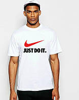 Футболка Найк мужская хлопковая, спортивная летняя футболка Nike, Турецкий хлопок, S Белая