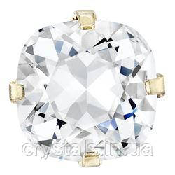 Cushion квадрати в цапах Preciosa (Чехія) 18х18 мм Crystal/золото, фото 1