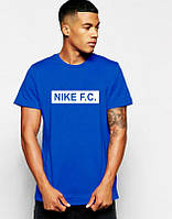 Футболка Найк мужская хлопковая, спортивная летняя футболка Nike, Турецкий хлопок, S Синяя