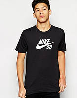 Футболка Найк мужская хлопковая, спортивная летняя футболка Nike, Турецкий хлопок, S Черная