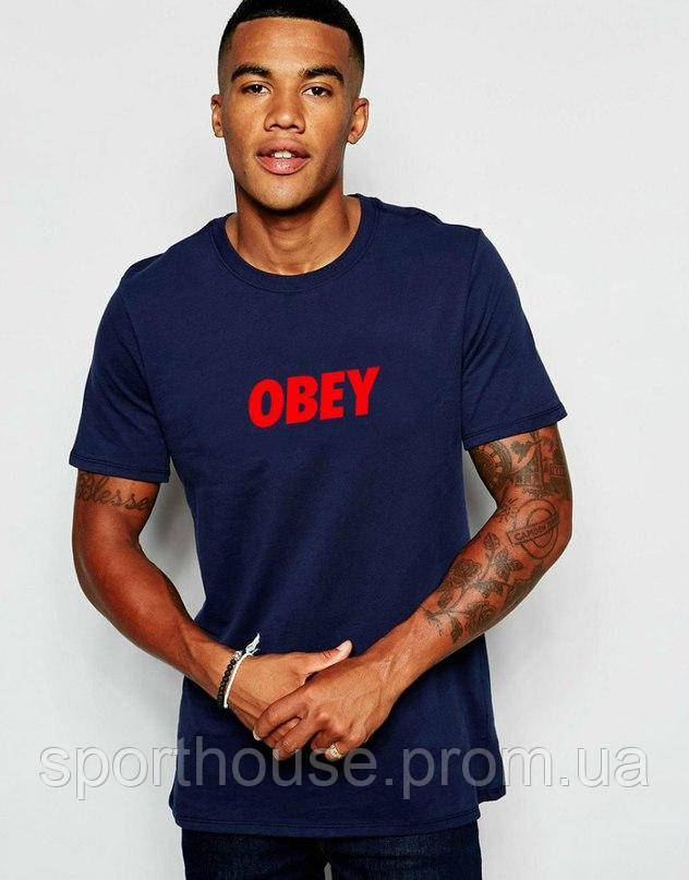 Чоловіча футболка Obey, чоловіча футболка Обей, спортивна, брендовий, бавовна, синя S