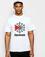 Футболка Рибок мужская хлопковая, спортивная летняя футболка Reebok, Турецкий хлопок, S Белая