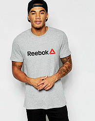Чоловіча футболка Reebok, чоловіча футболка Рібок, спортивна, брендовий, бавовна, сіра, всі розміри S