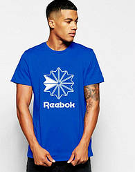 Чоловіча футболка Reebok, чоловіча футболка Рібок, спортивна, брендовий, бавовна, синя, всі розміри S