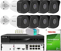 HiLook by Hikvision Комплект видеонаблюдения HiLook 8 камер IP 5Mpx PoE IPCAM-B5 2TB