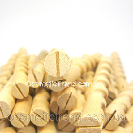 Бігуді-кожушки спіральні дерев'яні короткі для хімічної завивки, малі L = 10.8 см (25 шт./комплект), фото 3