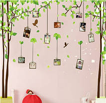 Наклейка на стіну, вінілові наклейки "дерево з фоторамками 1м80см*3м" (2 аркуша 60*90см), фото 2