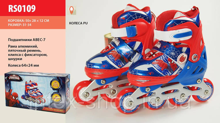 Роликові ковзани Disney Marvel Spider Man S (28,5-33) з металевою рамою (RS0109), фото 2
