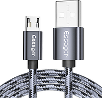 Зарядний кабель Tiger ESSAGER micro USB 2.4 A 2 дюйми D7-2026