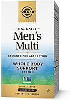 Мультивітаміни для чоловіків Solgar One Daily Men's Multivitamin 19 вітамінів і мінералів, Whole Body Support, Vegan, 60 капсул