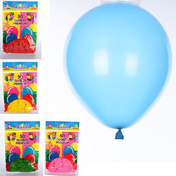 Шарики надувные MK 0011-1, 50шт, 5 цветов, в кульке 1 цвет, 18,5-28-1см - фото 1 - id-p522919066