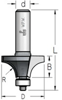 Фреза радиусная с нижним подшипником, R = 1,6 мм, хвостовик = 6 мм. WPW - фото 1 - id-p522950293
