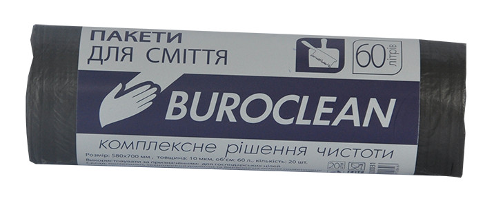 Пакети для сміття Buroclean 60л40шт Eurostandart чорні 10200036
