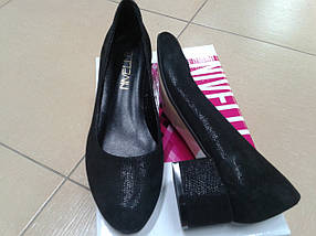 Жіночі класичні туфлі на невисокому каблуці NIVELLE 1590/4053 черн.шкіра, фото 3