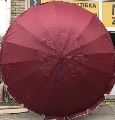 Парасолька для саду, пляжу кругла 3,5 м (16 спиць) з клапаном, зі срібним напиленням кольору в асортименті