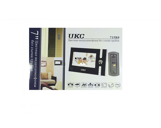 Домофон UKC JS 715 кольоровий відеодомофон з 7" дисплей / з записом відвідувачів / комплект з викличної, фото 2