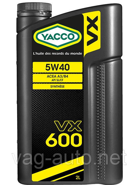 Моторне масло YACCO VX 600 5W40 (1L) VAG 502/505