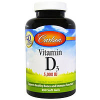 Carlson Labs, Витамин D3, 5000 МЕ, 360 желатиновых капсул