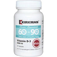 Kirkman Labs, Формула для старшего поколения от 60 до 90 лет, витамин D-3, 4000 МЕ, 30 капсул