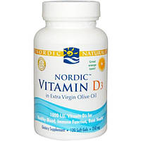 Nordic Naturals, Витамин D3, со вкусом апельсина, 250 мг, 120 гелевых капсул