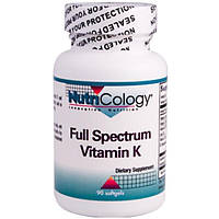 Nutricology, Витамин K полного спектра, 90 мягких капсул