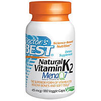 Doctors Best, Натуральный витамин K2, Mena Q7, 45 мкг, 180 капсул на растительной основе