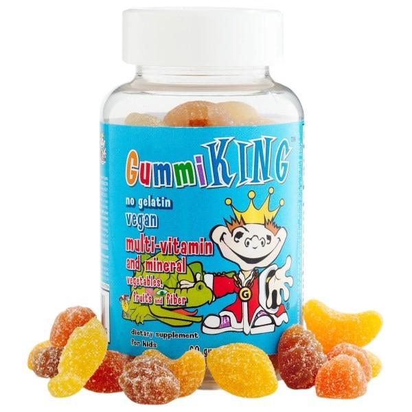 Gummi King, Мультивитаминно-мінеральна добавка, з овочами, фруктами і волокнами, для дітей, 60 тягучок