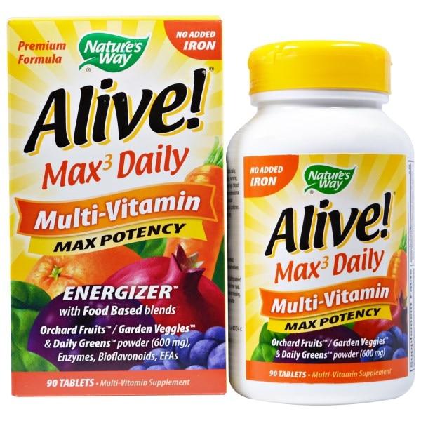 Natures Way Alive! Мультивітаміни Max3 Daily без додавання заліза 90 таблеток