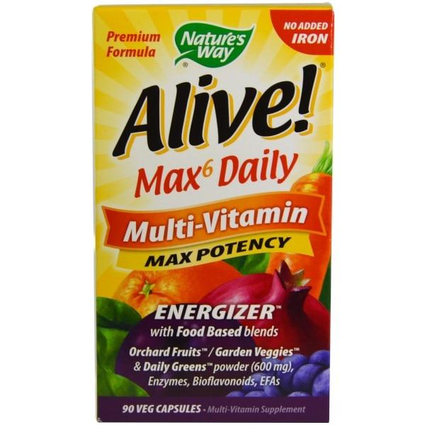 Мультивітаміни макс ефективність Nature's Way Alive! Max6 Daily 90 веганських капсул
