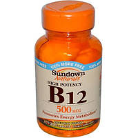 Вітамін В12 (ціанокобаламін) Vitamin B 12 Sundown Naturals 500 мкг, 200 пігулок