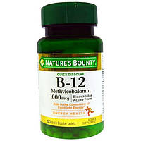 Natures Bounty, B-12, 1000 мг, 60 быстрорастворимых таблеток