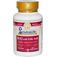 NutraLife, B-12 с фолиевой кислотой, 180 жевательных таблеток
