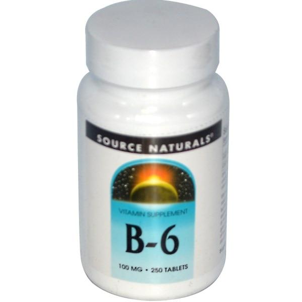 Source Naturals, B-6, 100 мг, 250 таблеток