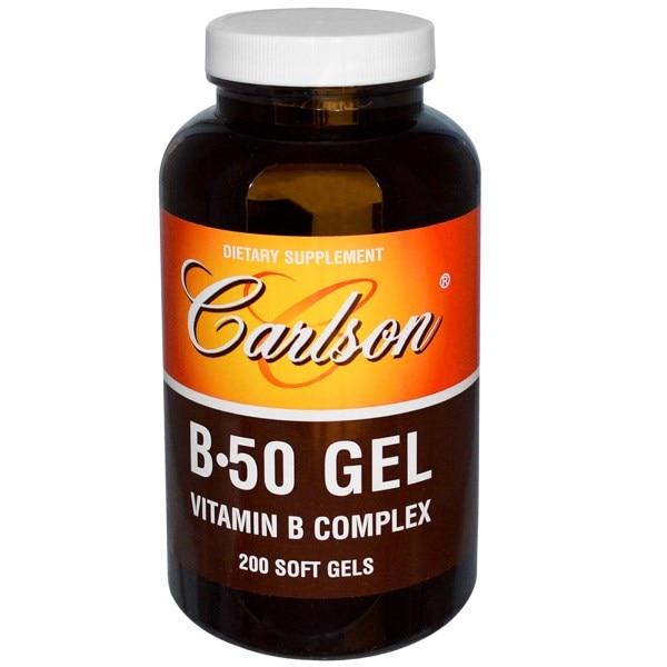 Carlson Labs, B•50 Gel, комплекс вітамінів групи B, 200 гельових капсул