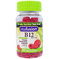 VitaFusion, B12, натуральний смак малини , 500 мкг, 100 жувальних таблеток